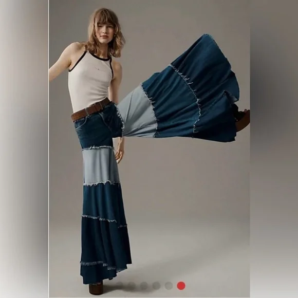 We The Free Dreamscape Tiered Denim Wide Leg size 25 NWT - Picture 5 of 14